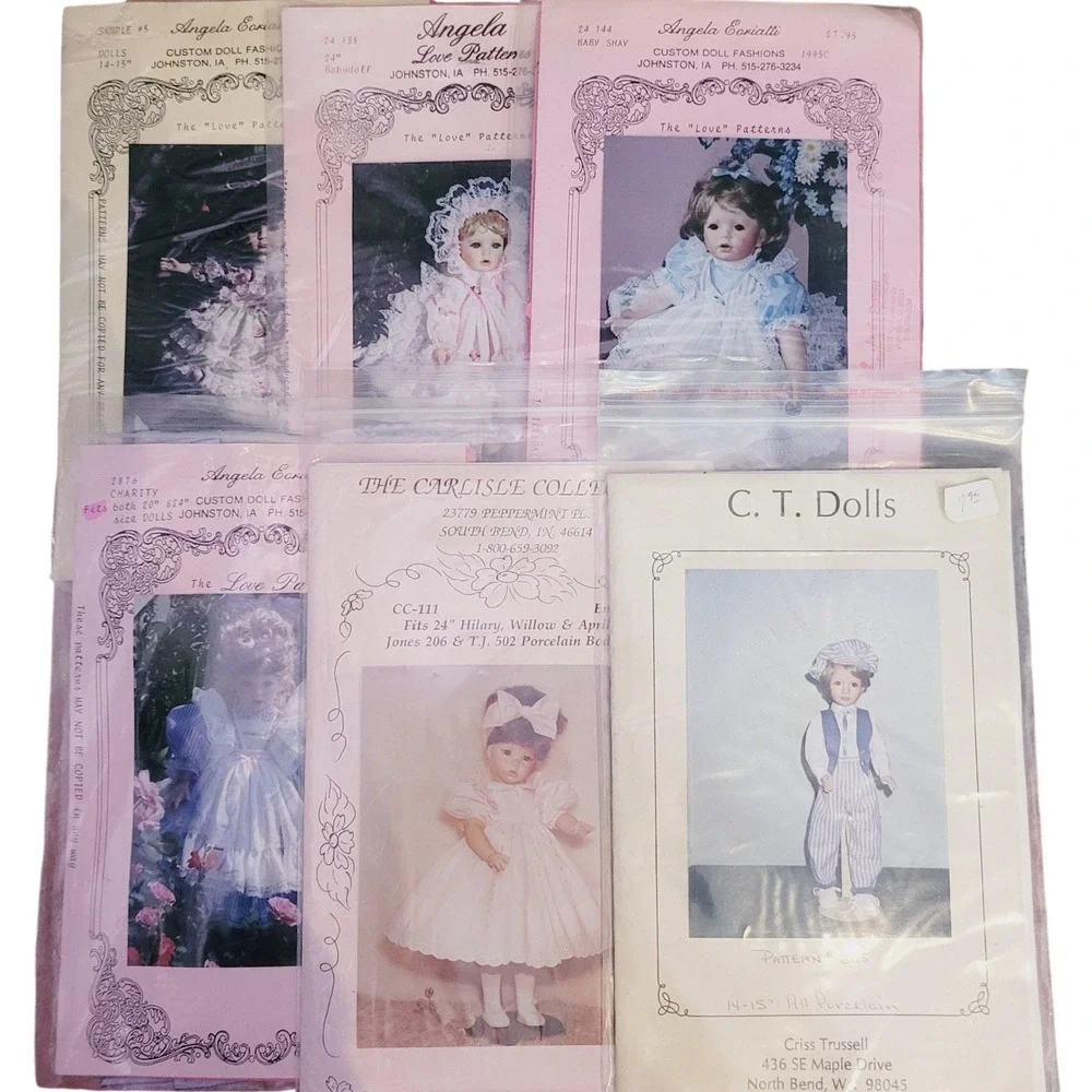 6 Vtg Angela Ecoriatti Custom Doll Fashion Patterns Lot Love Carlisle Collection